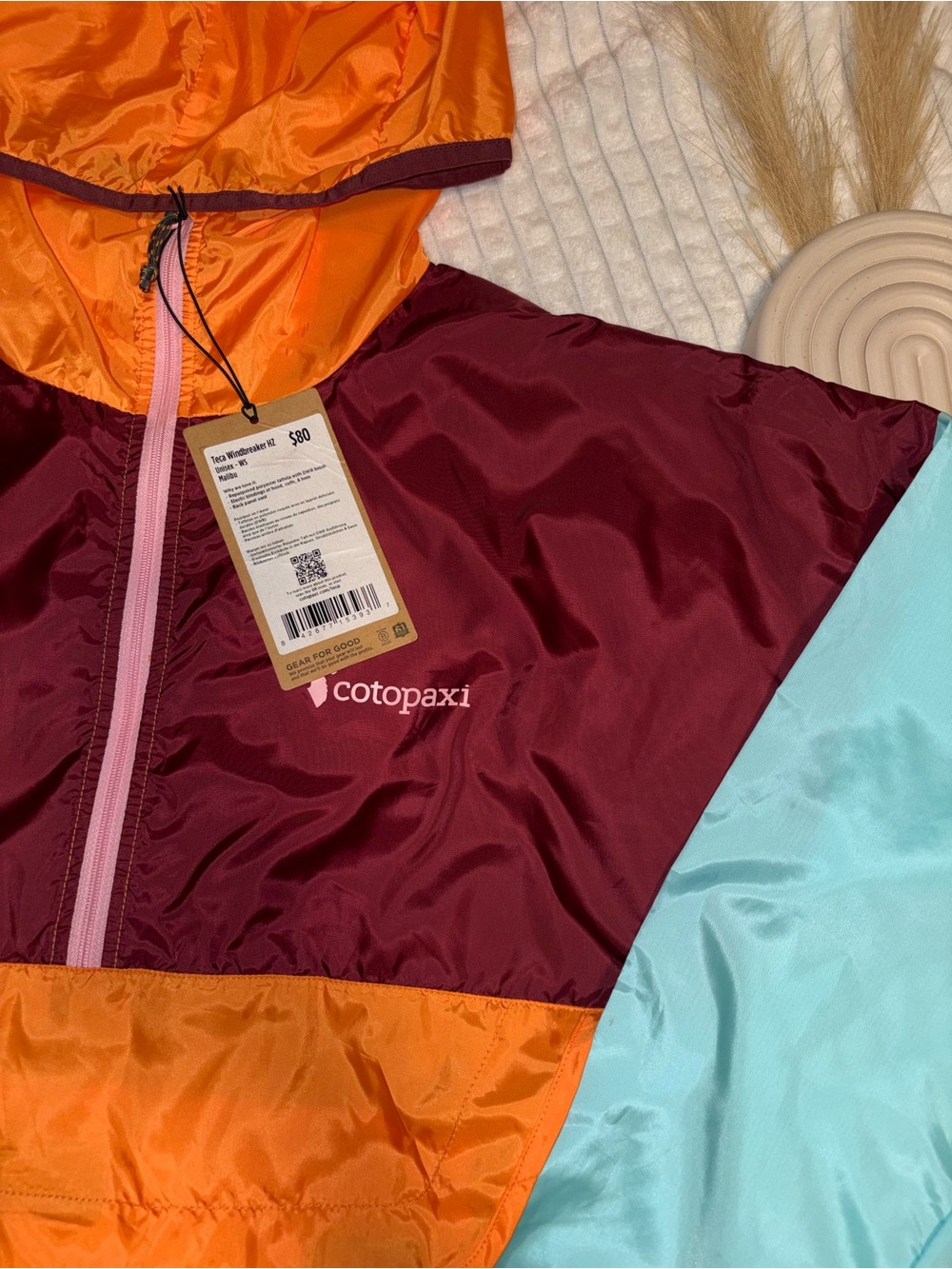 cotopaxi Multicolor Windbreaker Jacket - Orange, Teal, Maroon, Pink - Picture 3 of 5